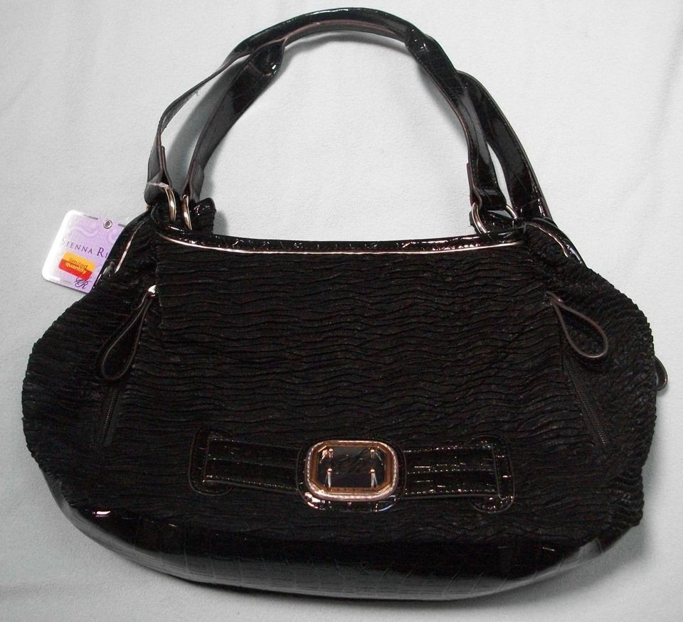   RICCHI black handbag purse shoulder large tote NEW NWT pleated cloth