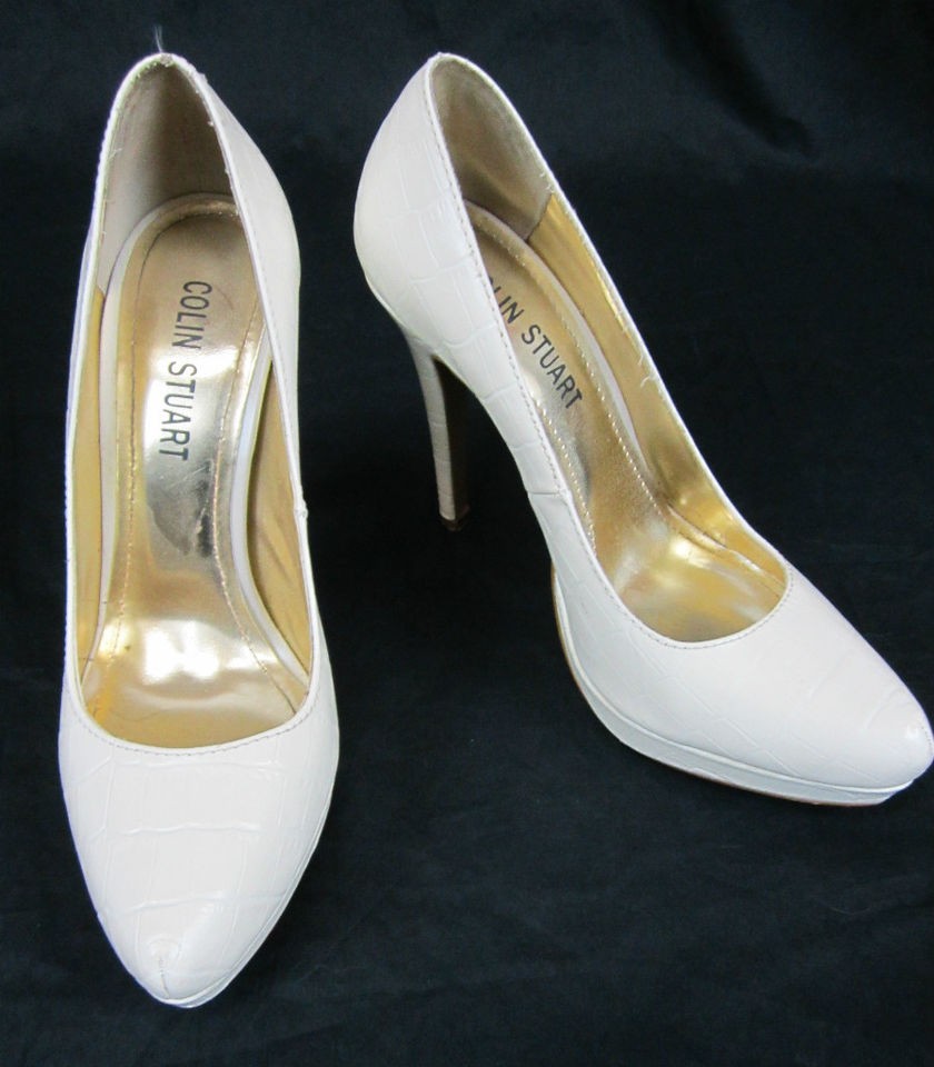 Colin Stuart Leather Heels Stilettos Cream Shoes Victorias Secret 