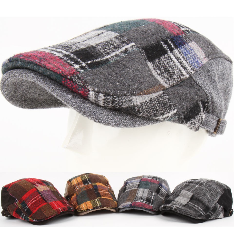 BLOCK CHECK Newsboy Hat Cabbie Hunting Flat Cap Beret for Fall Winter