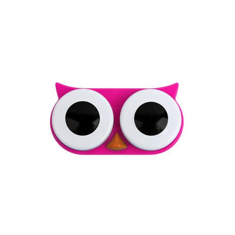 Kikkerland Owl Contact Lens Case, Assorted Colors, Pink/Blue/Gree​n