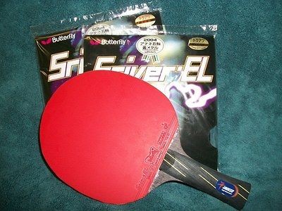 Butterfly Sriver EL Rubbers (2) on a Crystal Carbon 7 Layer Racket 