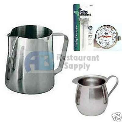 Espresso Set 12oz Pitcher Thermometer Bell Creamer NEW