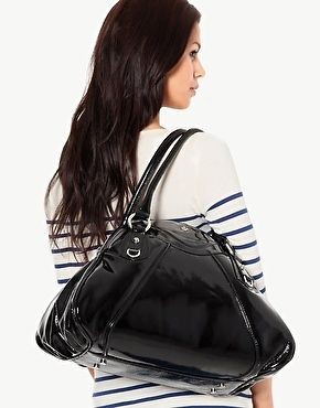 Patrick Cox Logo Patent Leather Oversized Shoulder Dome Bag £275 