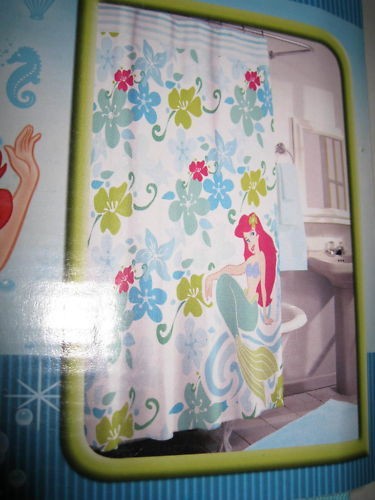 DISNEY LITTLE MERMAID SHOWER CURTAIN LIME CORAL WHITE