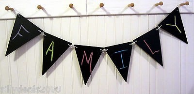 WOOD CHALKBOARD BANNER FLAG Photo Prop Wedding Birthday Holiday Baby 