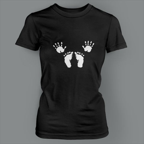 BABY HANDS AND FEET Funny Pregnant Halloween Maternity Ladies T Shirt