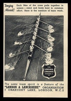 1949 scull sculling crew race boat photo London & Lancashire vintage 