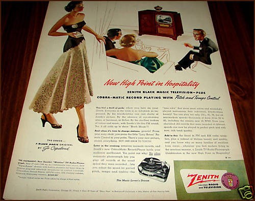 1951 ZENITH Black Magic 17 Whittier TELEVISION AD