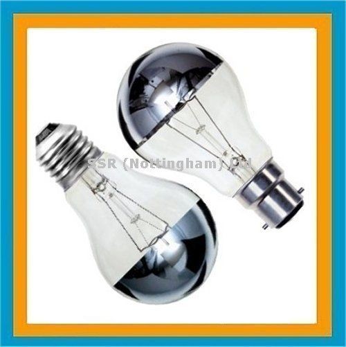GLS Crown Silver Mirror Top Reflector Light Bulb Lamp 60w 100w BC ES 