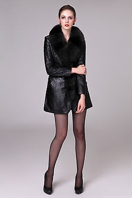   sheep leather fur coat coats clothing jacket with fox fur collar