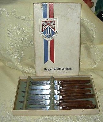 Vintage Regent Sheffield Steak Knife Set Of Six