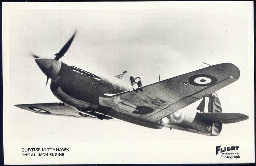 American Single Engine Fighter Aircraft Curtiss Kittyhawk, Flight RPPC