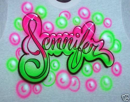 AIRBRUSH TEE SHIRT PINK/LIME PERSONALIZED ADULT SIZES