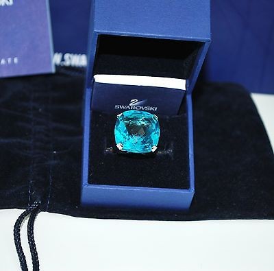 NIB AUTHENTIC DANIEL SWAROVSKI MERLIN INDICOLITE AQUAMARINE RING SIZE 