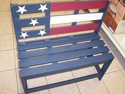   BENCH AMERICAN FLAG DESIGN USA OUTDOOR PATIO DECK **CHRISTMAS GIFT