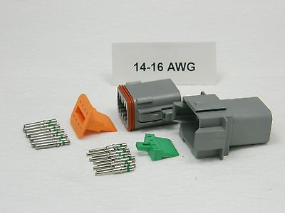 DEUTSCH GRAY 8 PIN DT CONNECTOR KIT14 16 AWG NICKEL CONTACTS