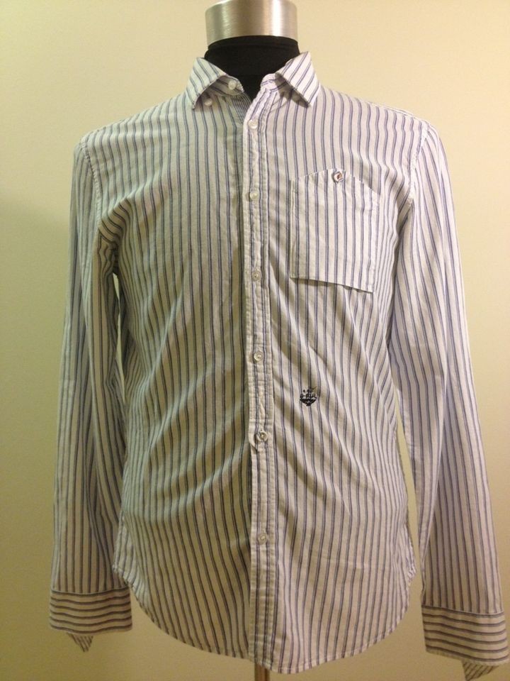 DIESEL CAMICIA_White with Blue Stripe BUTTON UP Shirt NWT_sz. XXL, 2XL