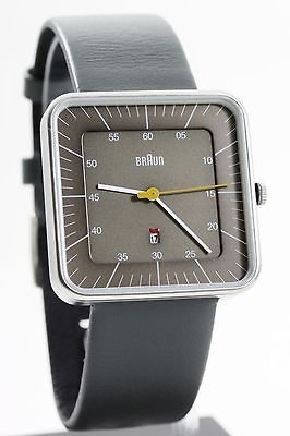 Braun Mens Dieter Analog Grey Square Watch BN0042 NEW