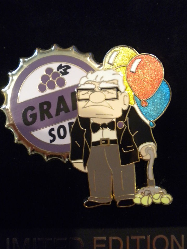 DISNEY PIXAR UP CARL FREDRICKSEN WITH GRAPE SODA BADGE BALLOONS LE 100 