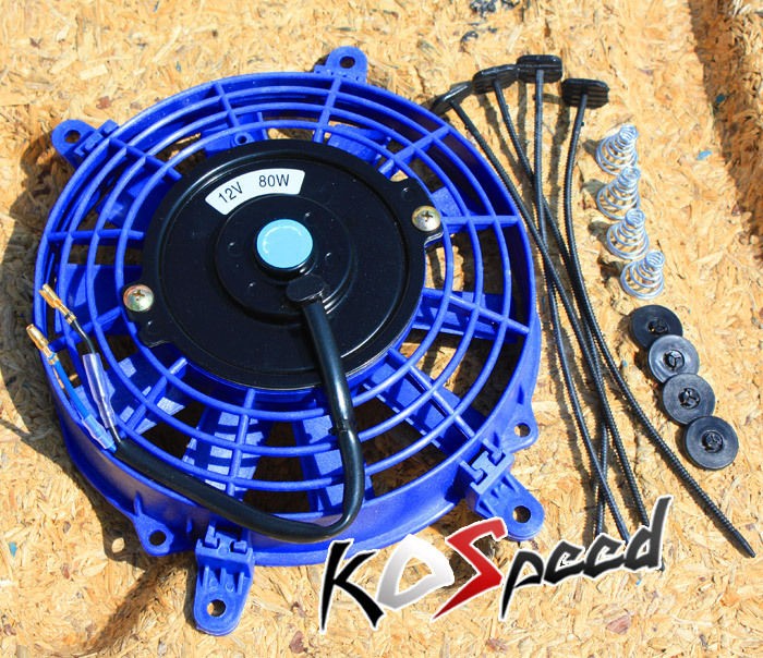 UNIVERSAL BLUE 7 12V ELECTRIC RADIATOR/ENGINE COOLING FAN+MOUNTING 