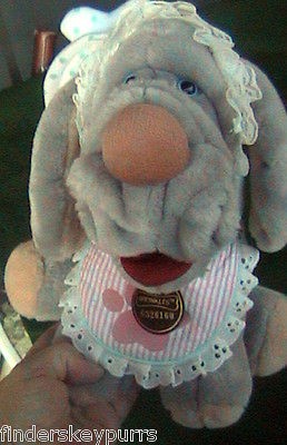   Wrinkles the Dog plush Gray Tan Full outfit & bone Dog tag 6376160