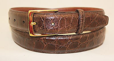 32MM (1 1/4) SHINY BROWN GENUINE RUGGED WILD ALLIGATOR BELT SIZE 40 