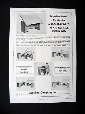   Desk O Matic Desk Height Drafting Table 1960 print Ad advertisement