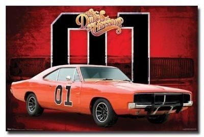 THE DUKES OF HAZZARD POSTER General Lee   Car 01 NEW   PRINT IMAGE 