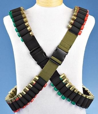 Set of 2 new jumbo 48 shotshell BLACK bandolier ammo belts for shotgun 