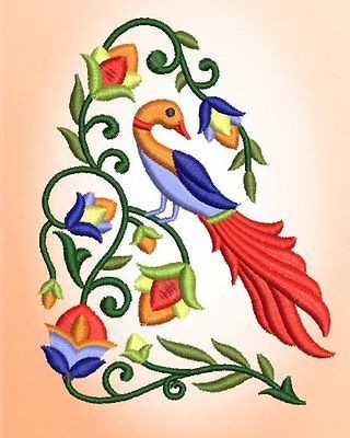 Dutch Floral Birds Machine EMbroidery Design CD 4x4 for Brother 