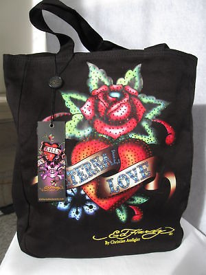 ED HARDY KIDS NESS ETERNAL LOVE *RHINESTONE* BLACK TOTE/BOOK BAG 