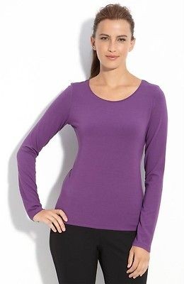 EILEEN FISHER NWT Viscose Jersey Jewel Neck Long Sleeve Top AFRICAN 