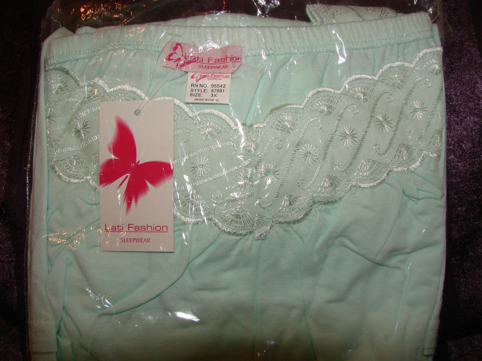 2x NIGHT GOWN~SOFT MINT GREEN ~ SLEEVELESS~100​% Cotton * NEW * FREE 