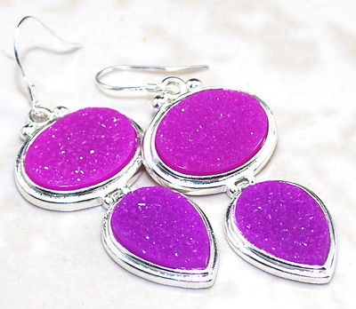 pink druzy earrings in Earrings