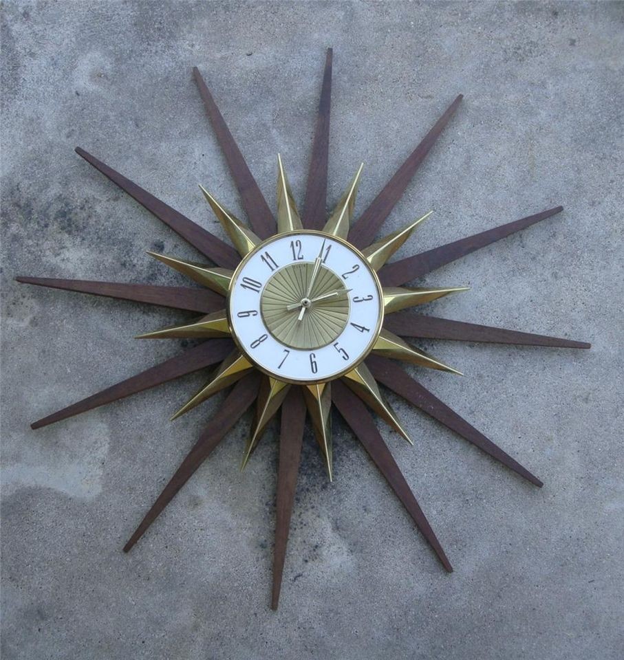 VINTAGE ELGIN STARBURST CLOCK EAMES ATOMIC MID CENTURY DANISH MODERN 