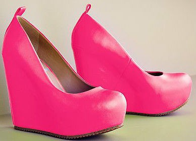 ELLE ~ PLATFORM WEDGES ~ BRIGHT PINK ~ NEW