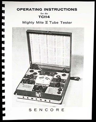 Sencore TC 114 TC114 TC 114 Mighty Mite II Tube Tester Manual