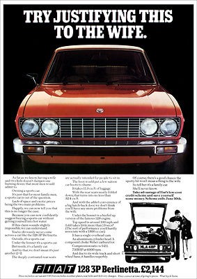 FIAT 128 3P BERLINETTA RETRO A3 POSTER PRINT FROM CLASSIC 70S ADVERT