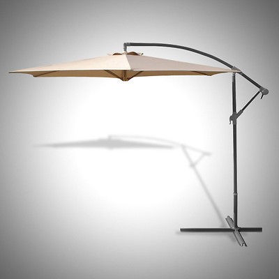 Newly listed NEW 9 Feet Offset Tan Umbrella Patio Crank Up Tilt Side 