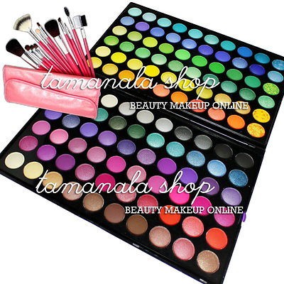 MANLY 120 EYESHADOW PALETTE B + 12 Pcs MAKEUP BRUSH KIT SET Salon 