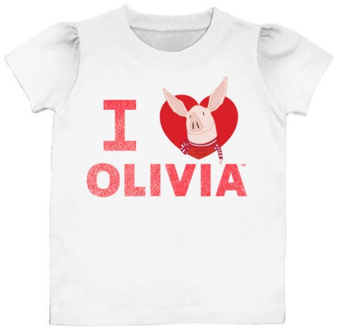 Olivia the Pig Nickelodeon Girls T Shirt I LOVE OLIVIA 2T 3T 4T 5T