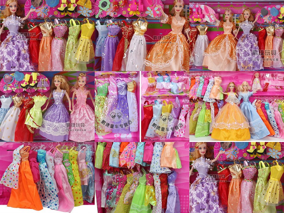  = 15 Barbie Dress & Accessories for Barbie Doll & 70Pcs False Nail