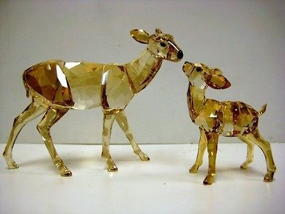 DOE AND FAWN CRYSTAL GOLDEN SHADOW 2012 SWAROVSKI DEER #1142843