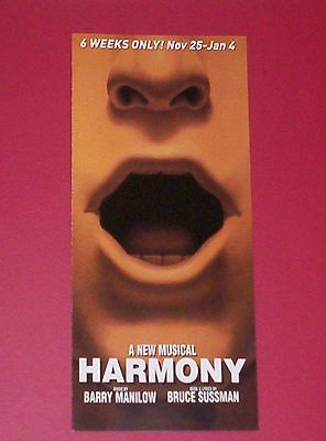 HARMONY, 2003 RARE Pre Broadway FLOP Musical Flyer, Philadelphia 