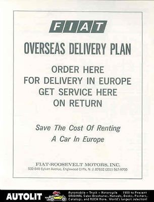 1972 Fiat European Delivery Brochure 850 124 128 127