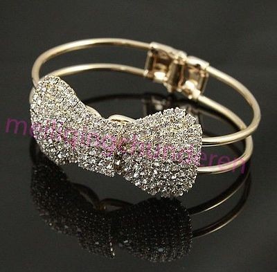 New High Quality Jewelry Gold Plated Crystal Bow Bowknot Bracelet 