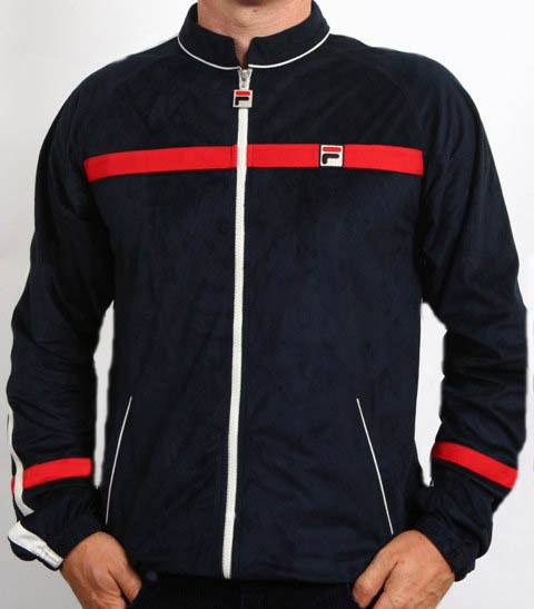 Fila Vintage 80s Settanta Borg Zio Terrinda Track Top in Navy Large,L