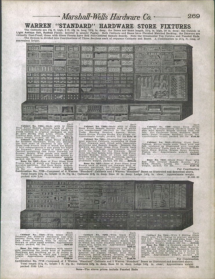   Warren Hardware Store Display Storeage Wall Cabinets Tools Saws Guns