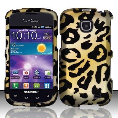 Samsung illusion/Galax​y Proclaim Rubbe​rized Gold Leopard Hard 