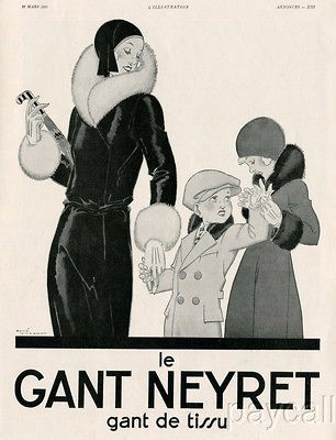 1930 Vincent Art Deco Ad Gloves Le Gant NEYRET   01
